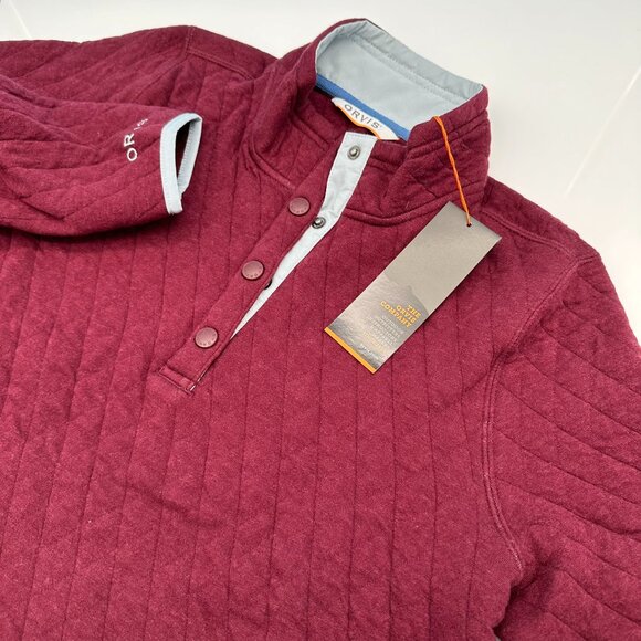 Orvis Women's Tech Check Quilted Flannel 1/4 Snap Sweatshirt, Sangria Red‎ - Picture 1 of 11
